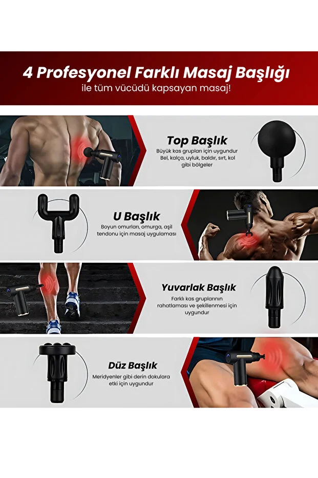 Darbeli Titreşimli Şarjlı Sporcu Masaj Tabancası Masaj Aleti Kas Rahatlatıcı